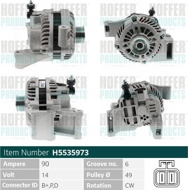 Hoffer H5535973 - Генератор autosila-amz.com