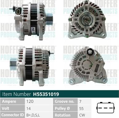 Hoffer H55351019 - Генератор autosila-amz.com