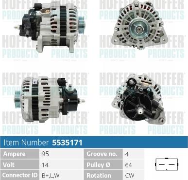 Hoffer H5535171 - Генератор autosila-amz.com