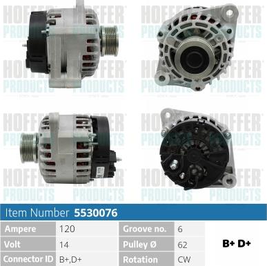 Hoffer H5530076 - Генератор autosila-amz.com