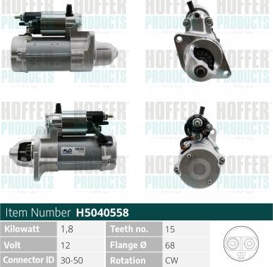 Hoffer H5040558 - Стартер autosila-amz.com