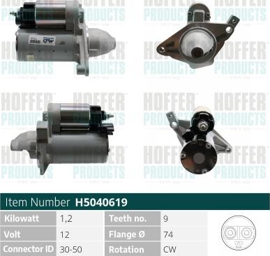 Hoffer H5040619 - Стартер autosila-amz.com