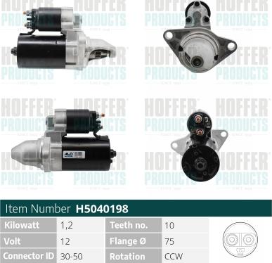 Hoffer H5040198 - Стартер autosila-amz.com