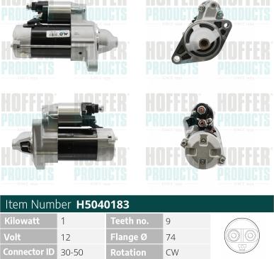 Hoffer H5040183 - Стартер autosila-amz.com