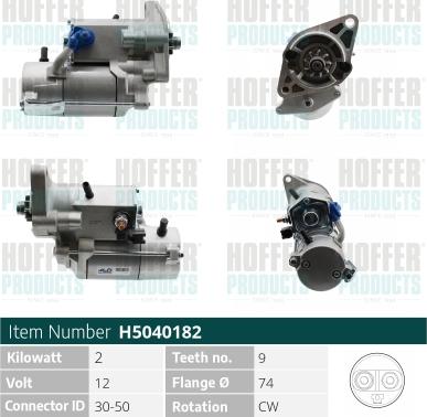 Hoffer H5040182 - Стартер autosila-amz.com