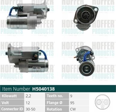 Hoffer H5040138 - Стартер autosila-amz.com