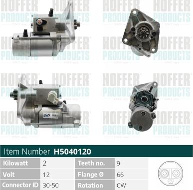 Hoffer H5040120 - Стартер autosila-amz.com