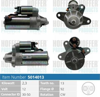 Hoffer H5014013 - Стартер autosila-amz.com