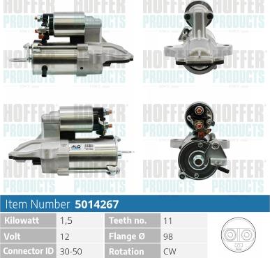 Hoffer H5014267 - Стартер autosila-amz.com