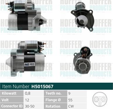 Hoffer H5015067 - Стартер autosila-amz.com