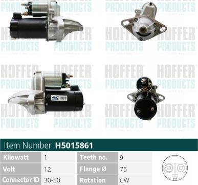 Hoffer H5015861 - Стартер autosila-amz.com