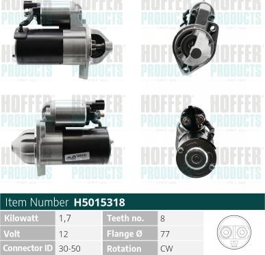 Hoffer H5015318 - Стартер autosila-amz.com