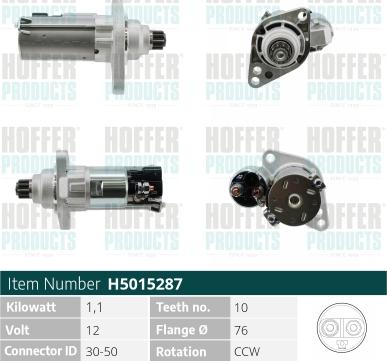 Hoffer H5015287 - Стартер autosila-amz.com