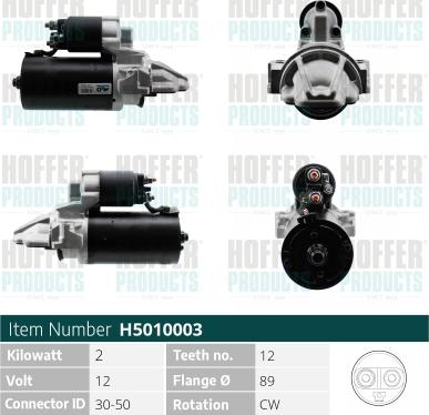 Hoffer H5010003G - Стартер autosila-amz.com