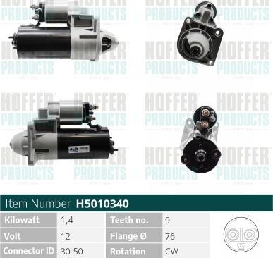 Hoffer H5010340 - Стартер autosila-amz.com