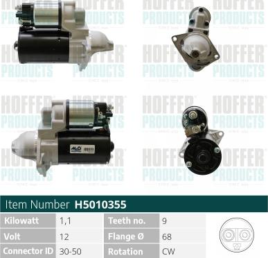 Hoffer H5010355 - Стартер autosila-amz.com