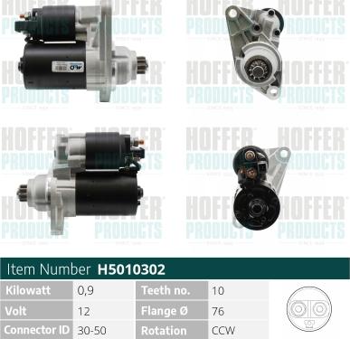 Hoffer H5010302 - Стартер autosila-amz.com