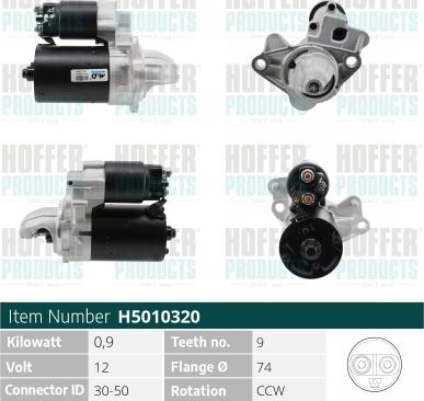 Hoffer H5010320 - Стартер autosila-amz.com