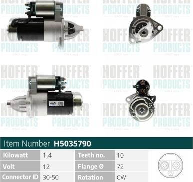 Hoffer H5035790 - Стартер autosila-amz.com