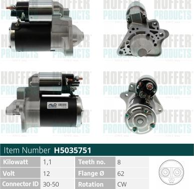 Hoffer H5035751 - Стартер autosila-amz.com