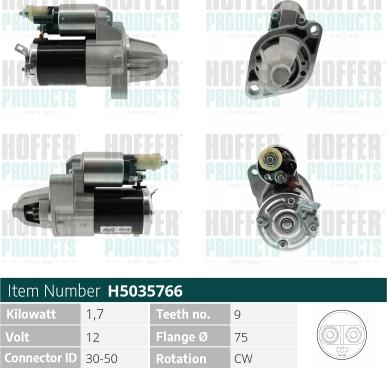 Hoffer H5035766 - Стартер autosila-amz.com