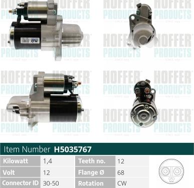 Hoffer H5035767 - Стартер autosila-amz.com