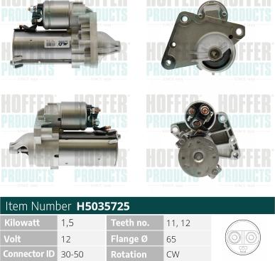 Hoffer H5035725 - Стартер autosila-amz.com