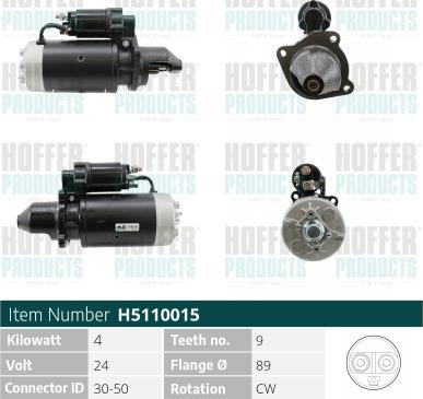 Hoffer H5110015 - Стартер autosila-amz.com