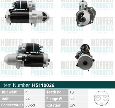 Hoffer H5110026 - Стартер autosila-amz.com