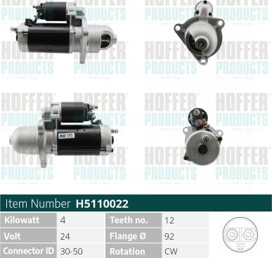 Hoffer H5110022 - Стартер autosila-amz.com