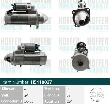 Hoffer H5110027 - Стартер autosila-amz.com