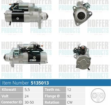 Hoffer H5135013 - Стартер autosila-amz.com