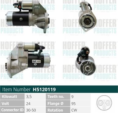 Hoffer H5120119 - Стартер autosila-amz.com