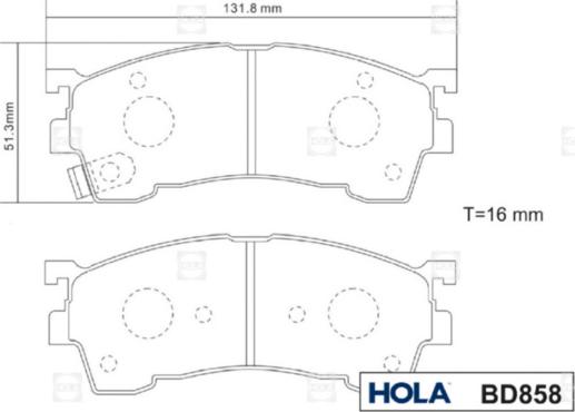 Hola BD858 - Тормозные колодки, дисковые, передние, KIA Spectra (RUS, IzhAuto), Cerato, Rio (DC), Clarus (K9A,GC) autosila-amz.com