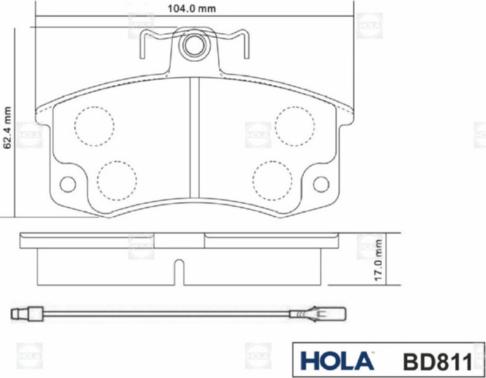 Hola BD811 - Тормозные колодки, дисковые, комплект autosila-amz.com