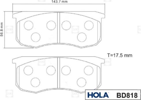 Hola BD818 - Тормозные колодки, дисковые, комплект autosila-amz.com