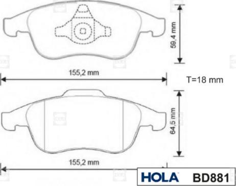 Hola BD881 - Тормозные колодки, дисковые, комплект autosila-amz.com