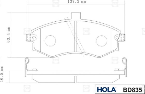 Hola BD835 - Колодка торм. перед HYUNDAI/KIA HOLA BD835 (к-т4шт) (5810117A010 5810117A10 581012DA30 /581012DA31 / autosila-amz.com