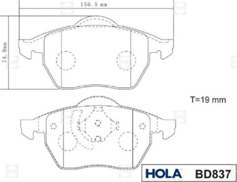 Hola BD837 - Тормозные колодки, дисковые, комплект autosila-amz.com