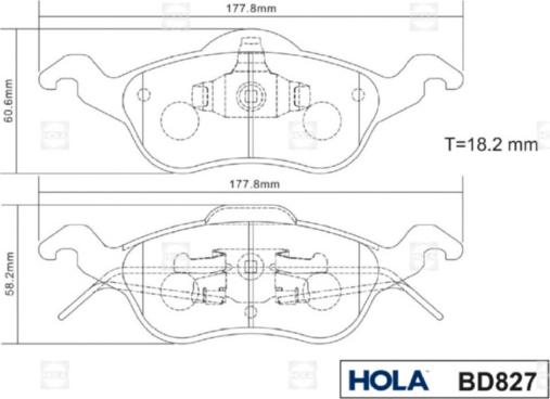 Hola BD827 - Тормозные колодки, дисковые, комплект autosila-amz.com