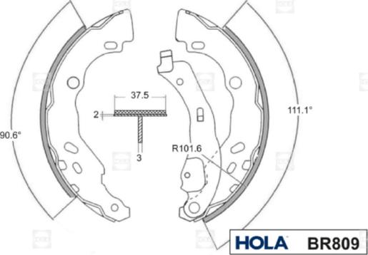 Hola BR809 - Комплект тормозных колодок, барабанные autosila-amz.com