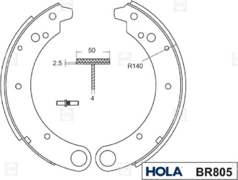 Hola BR805 - Комплект тормозных колодок, барабанные autosila-amz.com