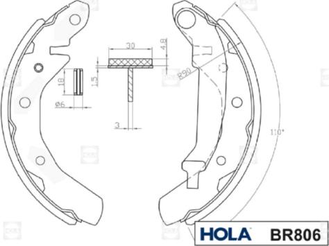 Hola BR806 - Комплект тормозных колодок, барабанные autosila-amz.com