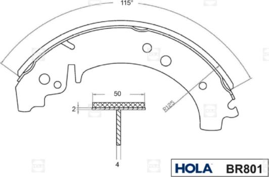 Hola BR801 - Комплект тормозных колодок, барабанные autosila-amz.com