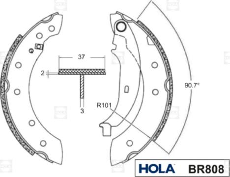 Hola BR808 - Комплект тормозных колодок, барабанные autosila-amz.com
