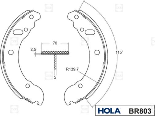 Hola BR803 - Комплект тормозных колодок, барабанные autosila-amz.com