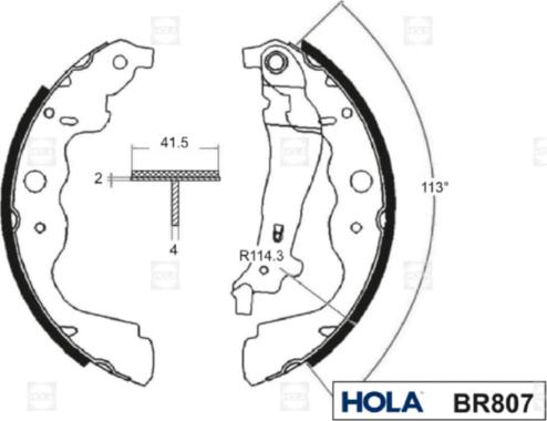 Hola BR807 - Комплект тормозных колодок, барабанные autosila-amz.com