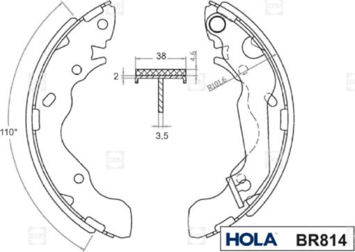 Hola BR814 - Комплект тормозных колодок, барабанные autosila-amz.com