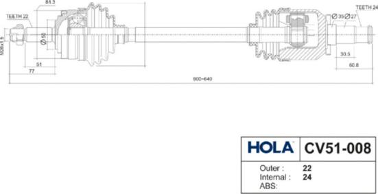 Hola CV51-008 - Приводной вал autosila-amz.com