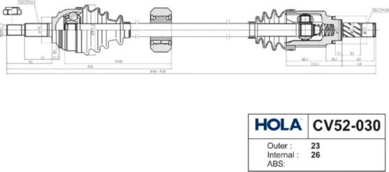 Hola CV52-030 - Приводной вал autosila-amz.com